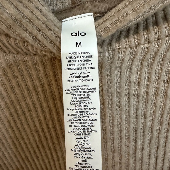 ALO Yoga Muse hoodie cropped ribbed-knit in gravel heather size M - Picture 5 of 5